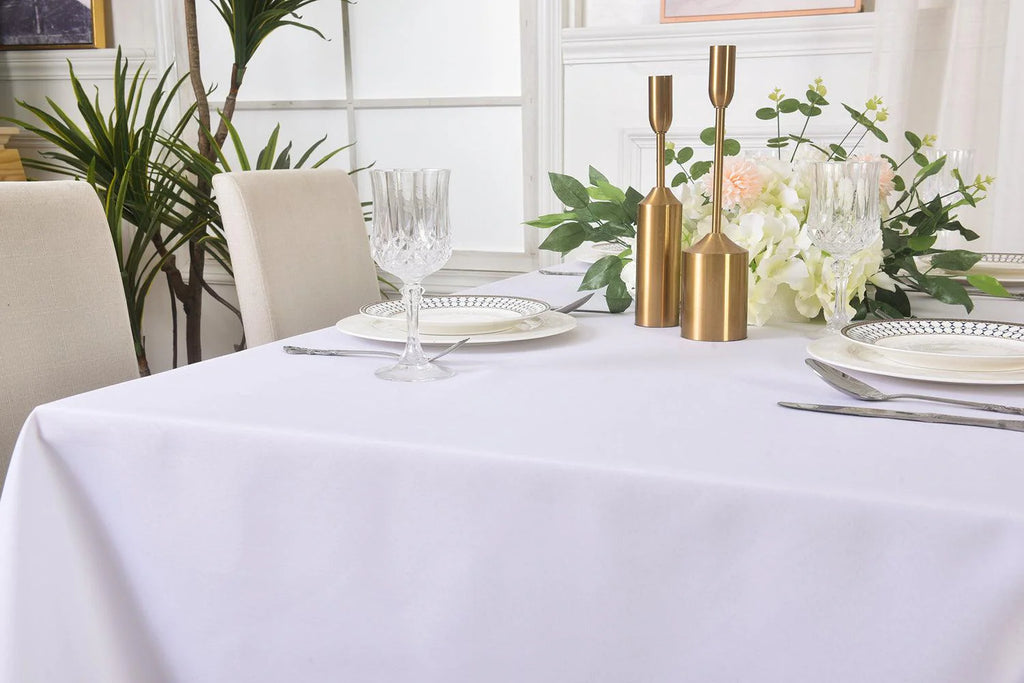 Waterproof Tablecloth 55"x79" (140x200 cm) – White Spill-Proof Table Cover for Dining, Kitchen & Outdoor Parties