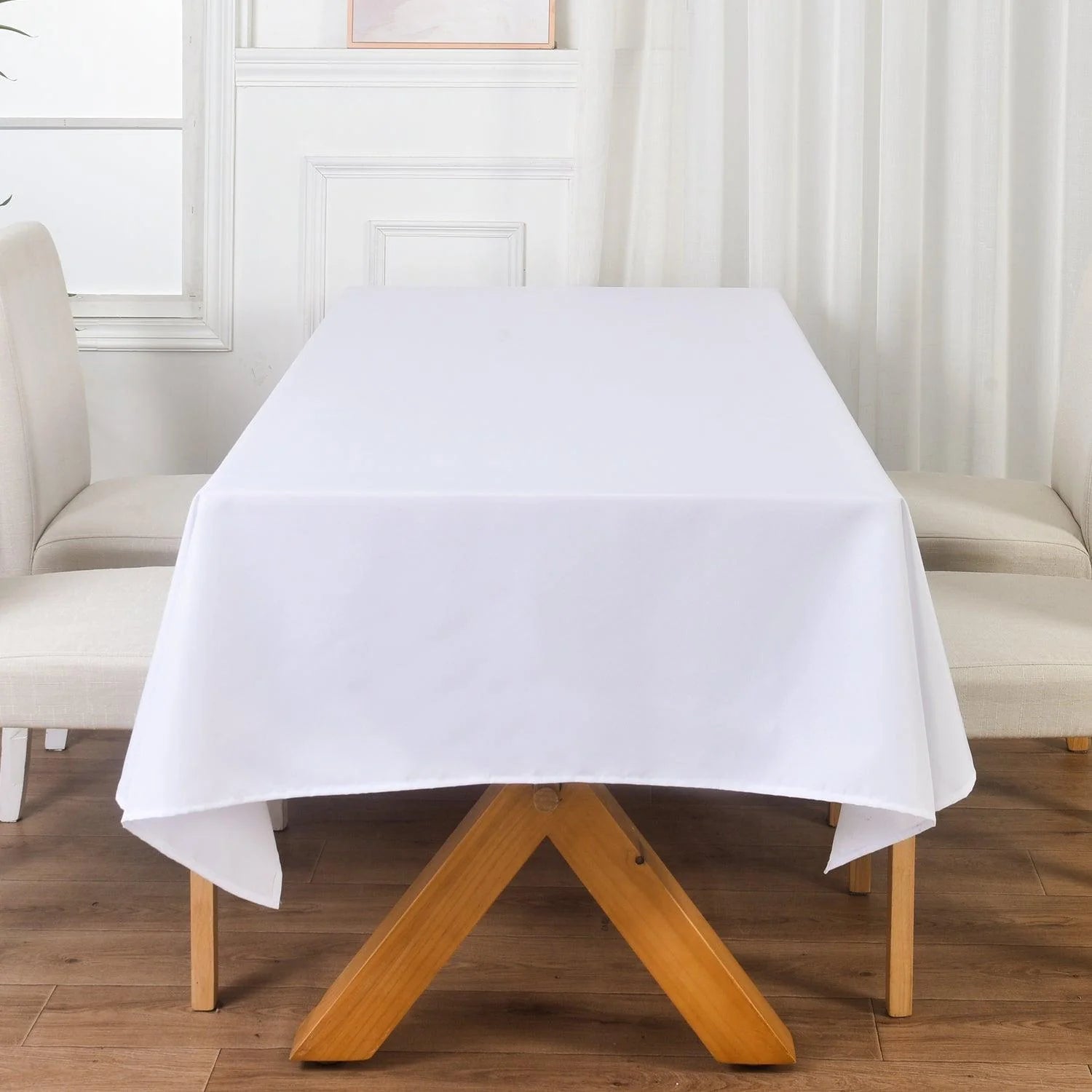 Waterproof Tablecloth 55"x79" (140x200 cm) – White Spill-Proof Table Cover for Dining, Kitchen & Outdoor Parties