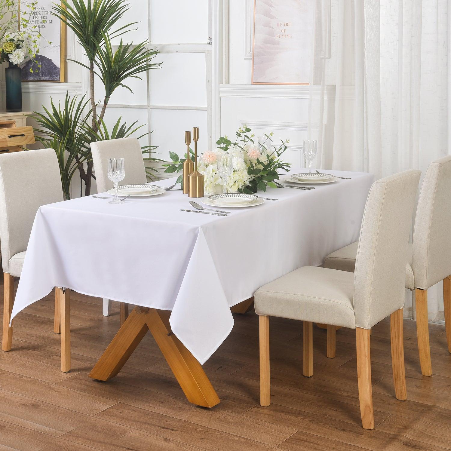 Waterproof Tablecloth 55"x79" (140x200 cm) – White Spill-Proof Table Cover for Dining, Kitchen & Outdoor Parties