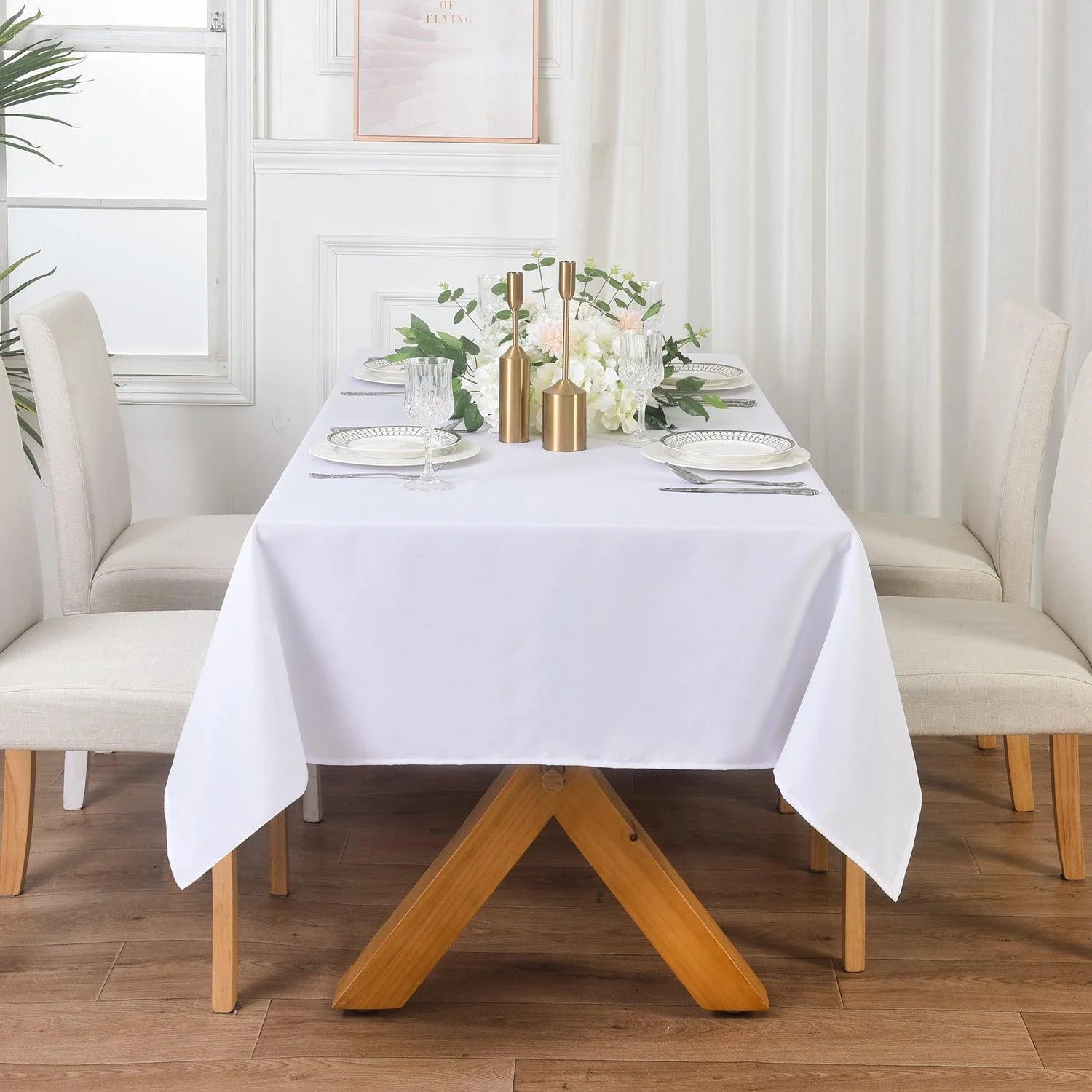 Waterproof Tablecloth 55"x79" (140x200 cm) – White Spill-Proof Table Cover for Dining, Kitchen & Outdoor Parties