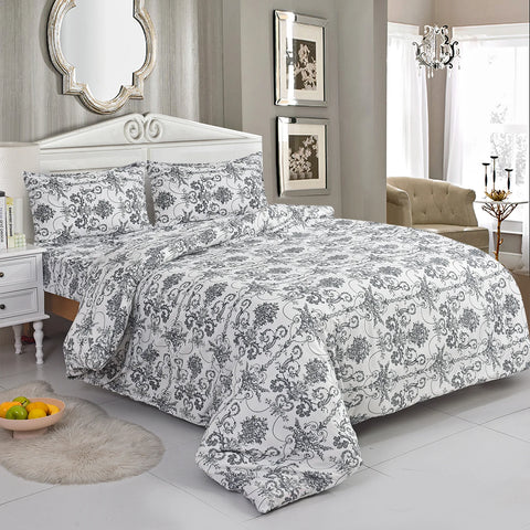 4PCS Marble Pattern Duvet Cover Set with Pillowcases & Fitted Sheet – Soft Microfiber Bedding Set