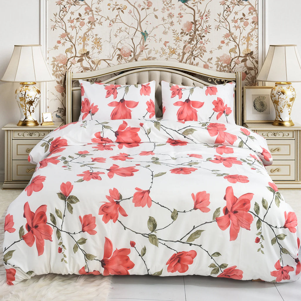 4PCS Marble Pattern Duvet Cover Set with Pillowcases & Fitted Sheet – Soft Microfiber Bedding Set