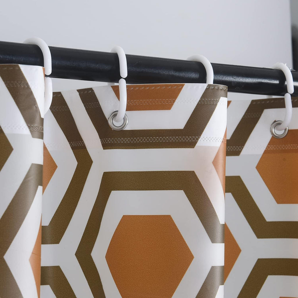 Waterproof Shower Curtain 180×180 cm – Machine Washable, Stitched Steel Eyelets, Includes 12 Hooks | Mildew-Resistant Bathroom Curtain