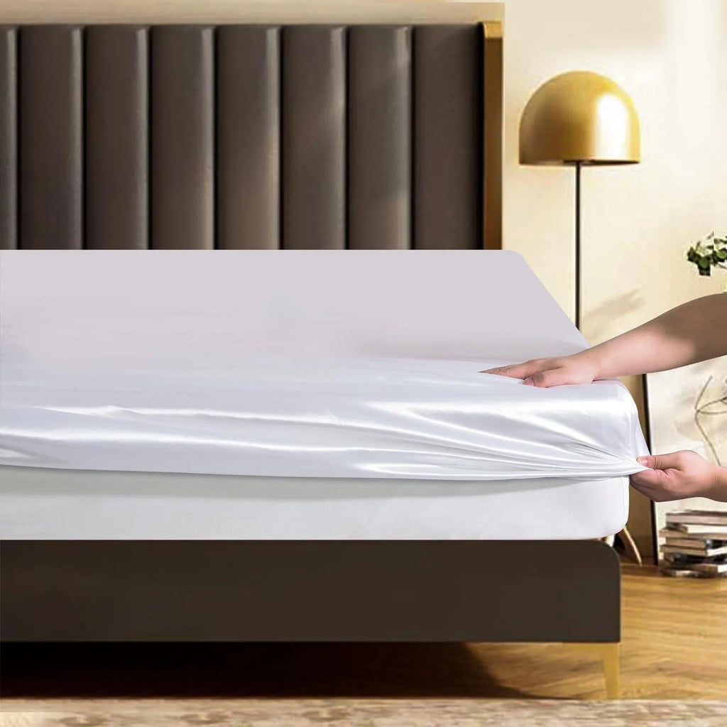 Luxury Satin Silk 6-Piece Bedding Set – Duvet Cover, Fitted Sheet & 4 Pillowcases | Soft, Smooth & Elegant Bedroom Set