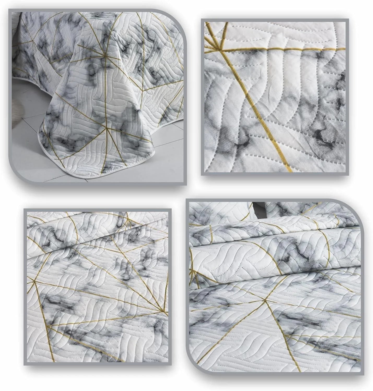 3-Piece Reversible Quilted Bedspread Set (220×240 cm) – Lightweight Microfibre Comforter with Vintage Floral Patchwork & Pillow Shams