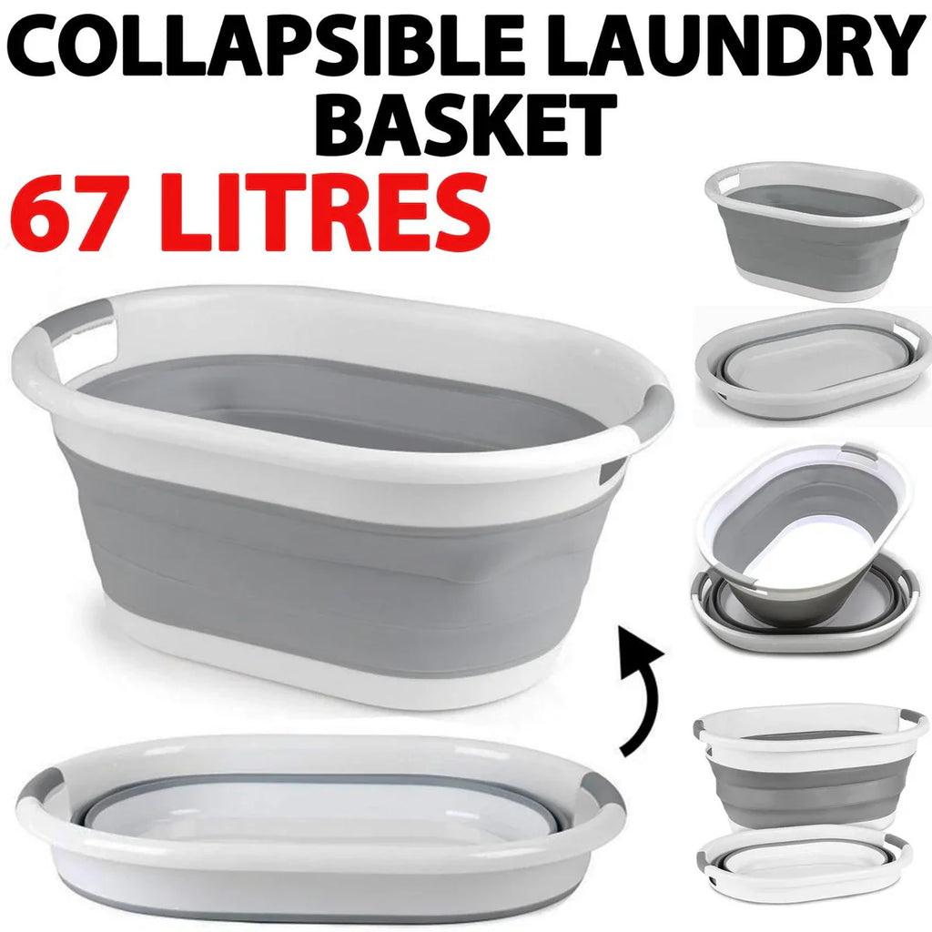 67L Collapsible Laundry Basket with Handles – Foldable Plastic Storage Bin for Laundry, Toys & Home Organization