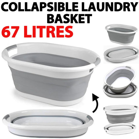 67L Collapsible Laundry Basket with Handles – Foldable Plastic Storage Bin for Laundry, Toys & Home Organization