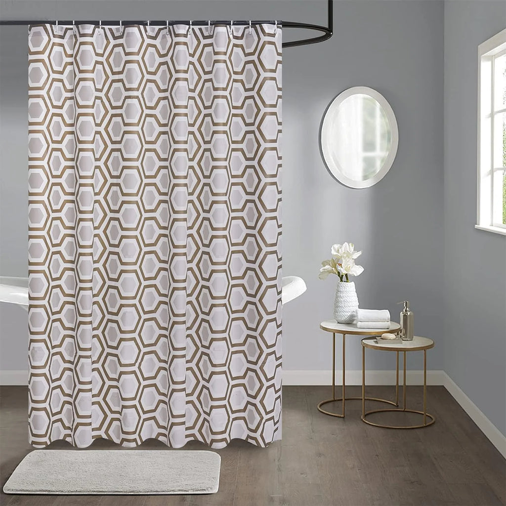 Waterproof Shower Curtain 180×180 cm – Machine Washable, Stitched Steel Eyelets, Includes 12 Hooks | Mildew-Resistant Bathroom Curtain