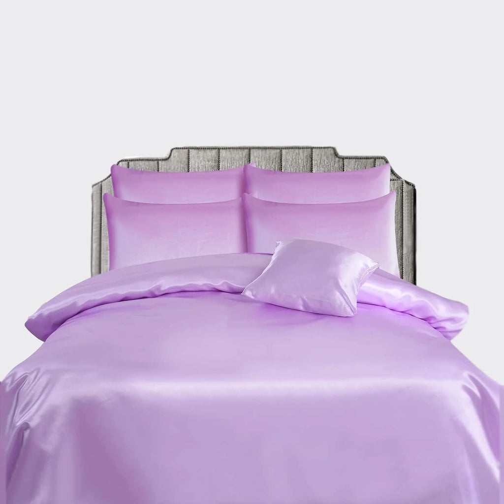 Luxury Satin Silk 6-Piece Bedding Set – Duvet Cover, Fitted Sheet & 4 Pillowcases | Soft, Smooth & Elegant Bedroom Set