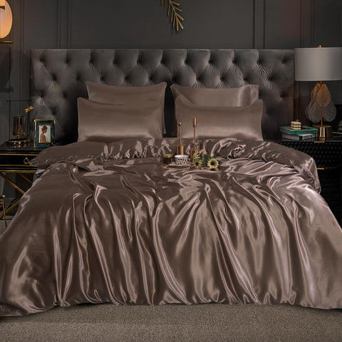 Luxury Satin Silk 6-Piece Bedding Set – Duvet Cover, Fitted Sheet & 4 Pillowcases | Soft, Smooth & Elegant Bedroom Set
