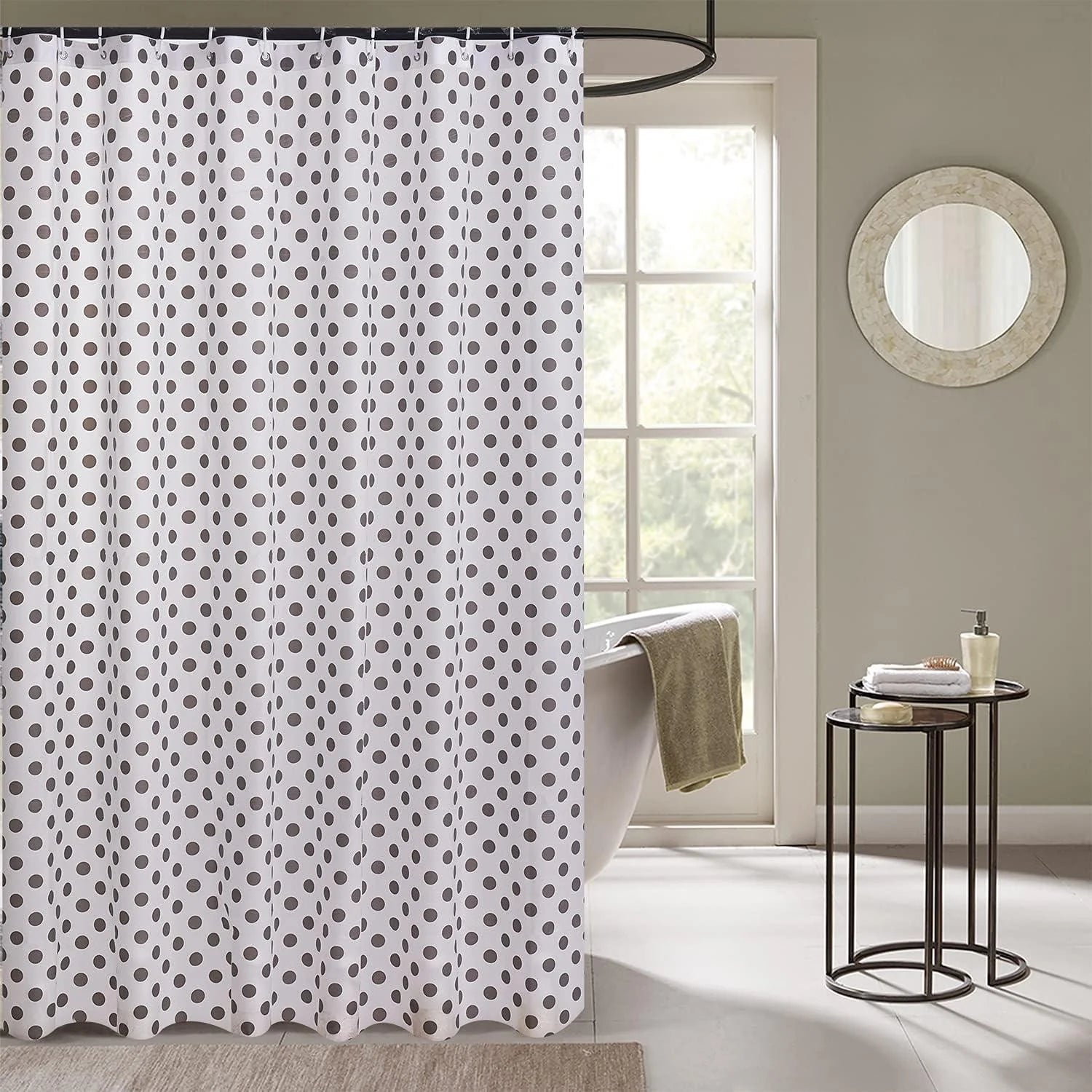 Waterproof Shower Curtain 180×180 cm – Machine Washable, Stitched Steel Eyelets, Includes 12 Hooks | Mildew-Resistant Bathroom Curtain