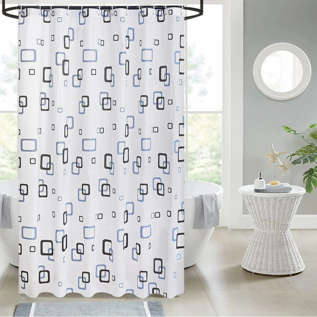 Waterproof Shower Curtain 180×180 cm – Machine Washable, Stitched Steel Eyelets, Includes 12 Hooks | Mildew-Resistant Bathroom Curtain