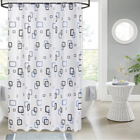 Waterproof Shower Curtain 180×180 cm – Machine Washable, Stitched Steel Eyelets, Includes 12 Hooks | Mildew-Resistant Bathroom Curtain