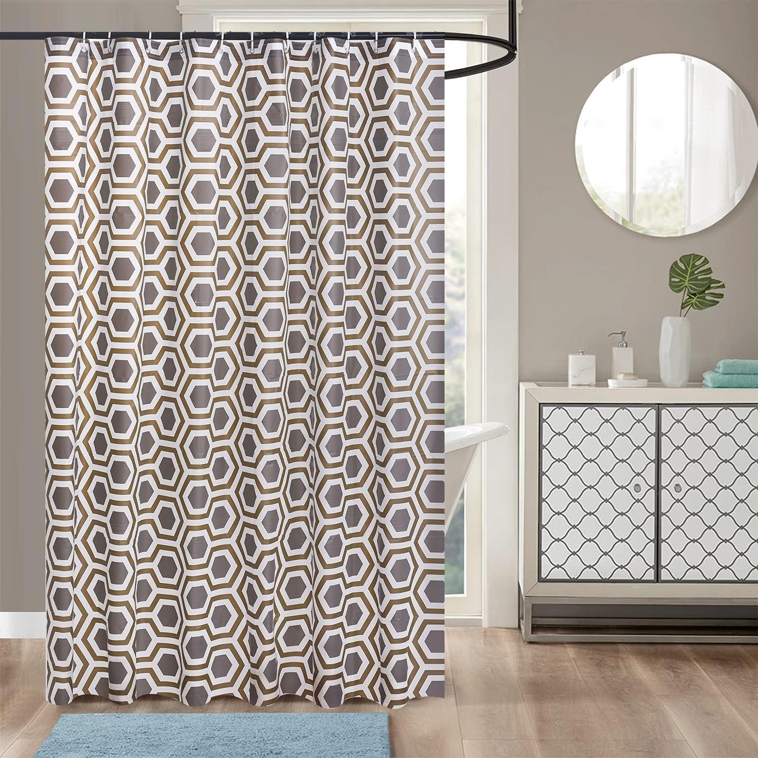 Waterproof Shower Curtain 180×180 cm – Machine Washable, Stitched Steel Eyelets, Includes 12 Hooks | Mildew-Resistant Bathroom Curtain