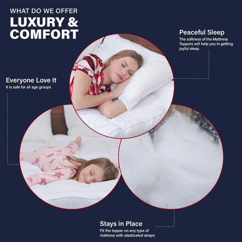 10cm Extra Thick Mattress Topper – 4 Inch 1200 GSM Hypoallergenic Microfibre, Deep Fitted Mattress Topper with Elastic Straps