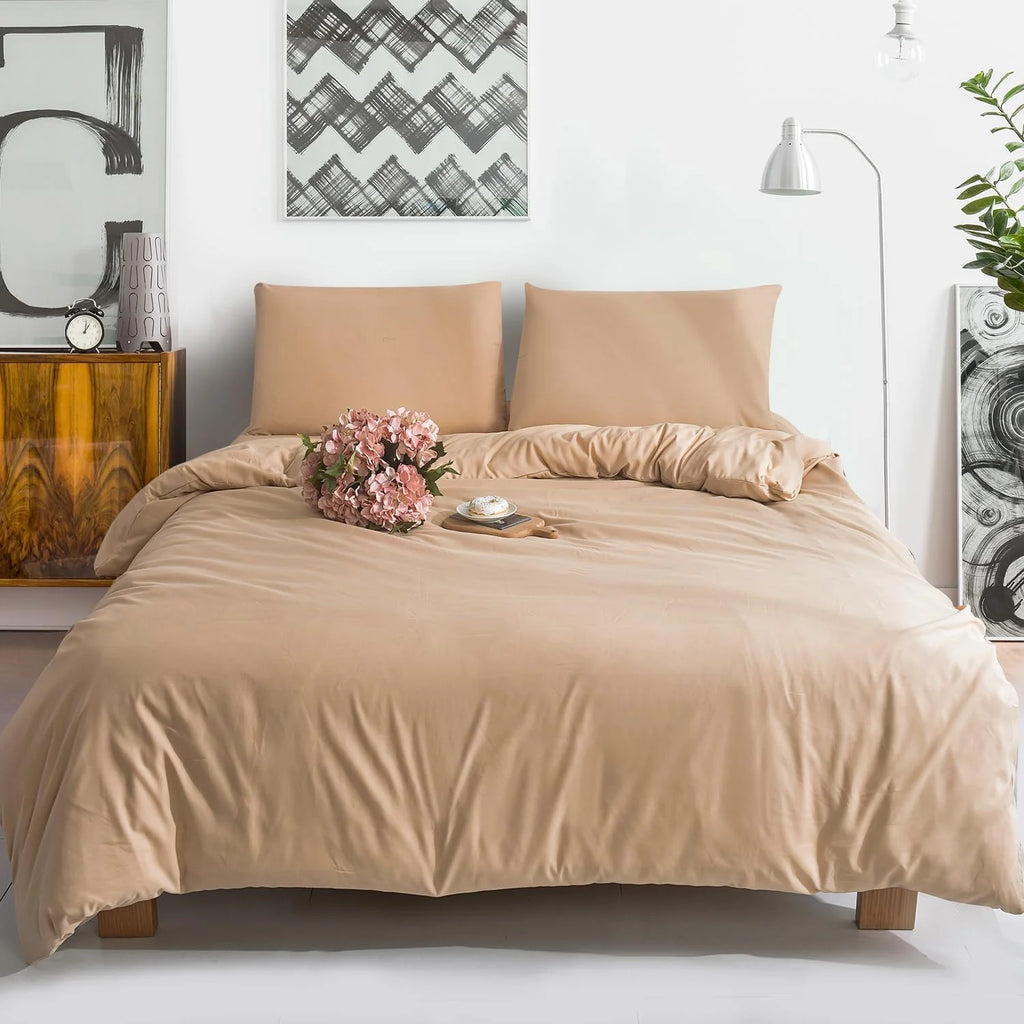 Luxury 3PC Microfibre Black Duvet Cover Set – Soft Bedding Set with Pillowcases | Lightweight, Wrinkle-Resistant & All-Season Comfort