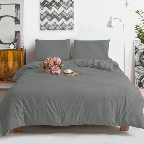 Luxury 3PC Microfibre Black Duvet Cover Set – Soft Bedding Set with Pillowcases | Lightweight, Wrinkle-Resistant & All-Season Comfort