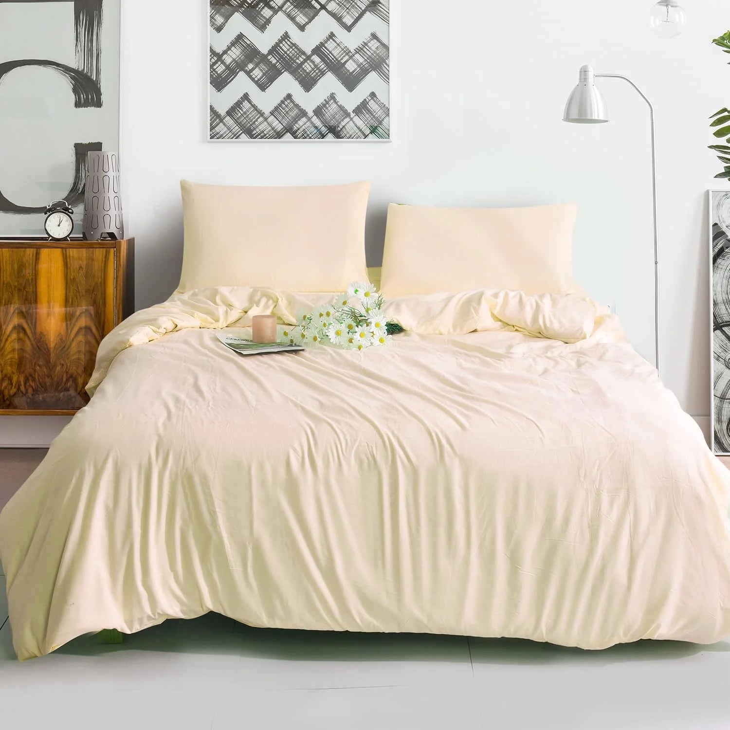 Luxury 3PC Microfibre Black Duvet Cover Set – Soft Bedding Set with Pillowcases | Lightweight, Wrinkle-Resistant & All-Season Comfort