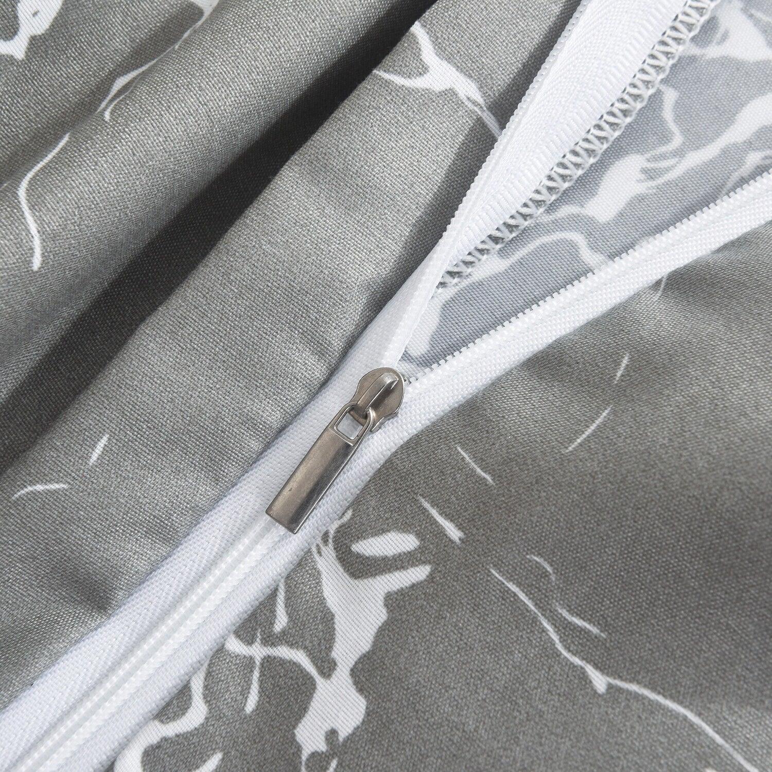 4PCS Marble Pattern Duvet Cover Set with Pillowcases & Fitted Sheet – Soft Microfiber Bedding Set