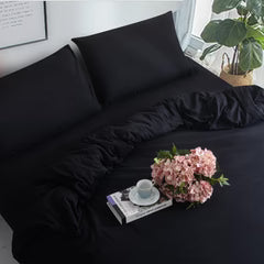 Luxury 3PC Microfibre Black Duvet Cover Set – Soft Bedding Set with Pillowcases | Lightweight, Wrinkle-Resistant & All-Season Comfort