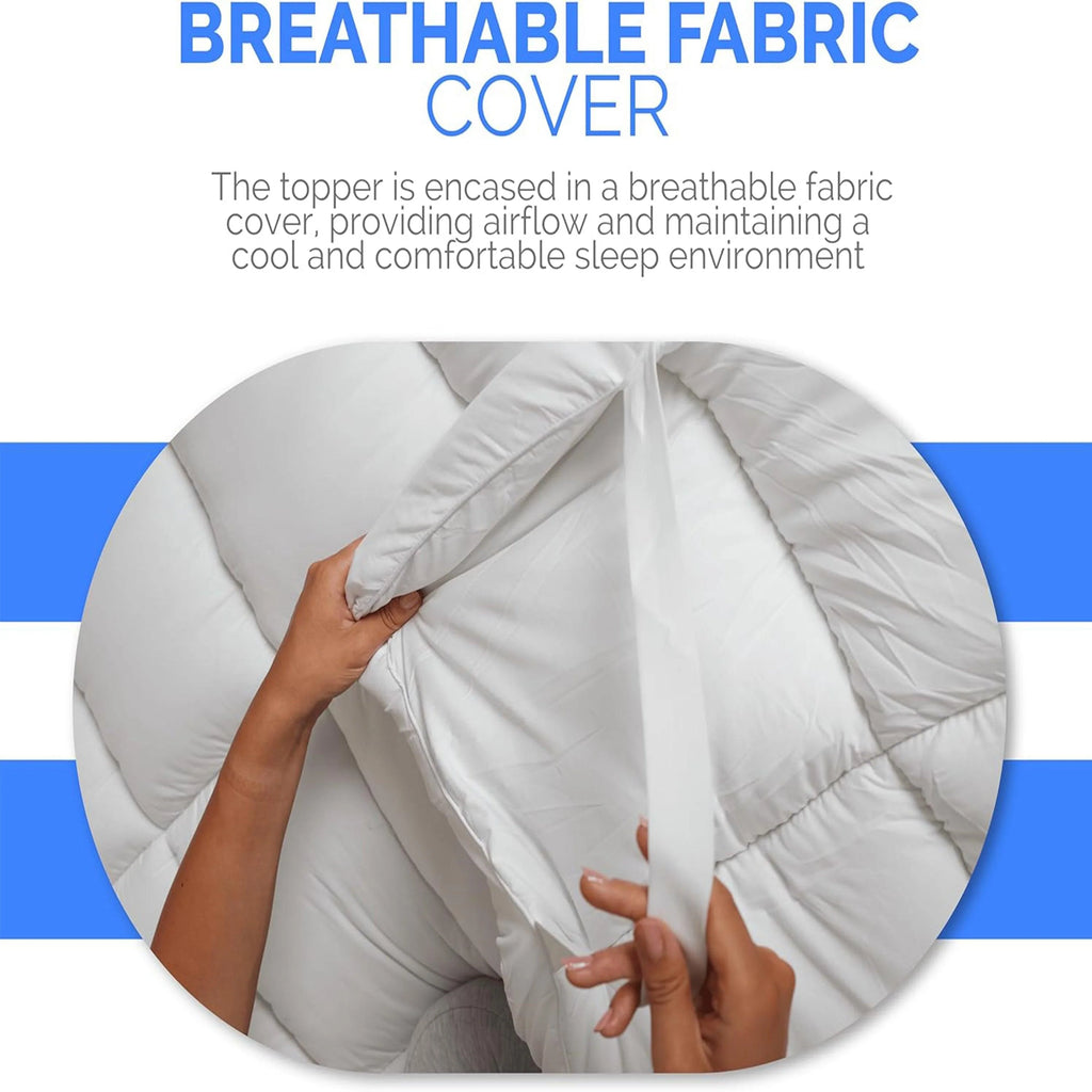 10cm Extra Thick Mattress Topper – 4 Inch 1200 GSM Hypoallergenic Microfibre, Deep Fitted Mattress Topper with Elastic Straps