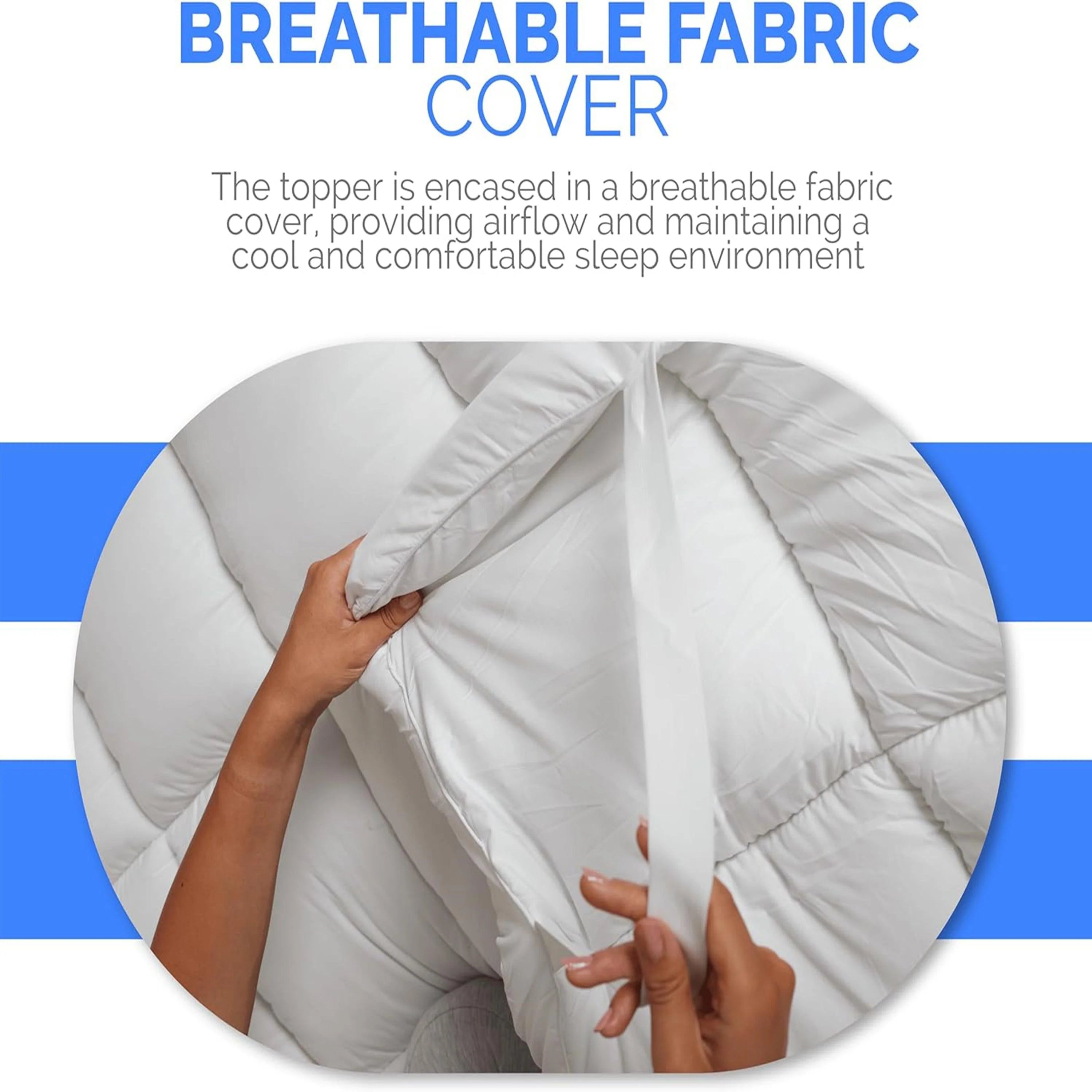 10cm Extra Thick Mattress Topper – 4 Inch 1200 GSM Hypoallergenic Microfibre, Deep Fitted Mattress Topper with Elastic Straps