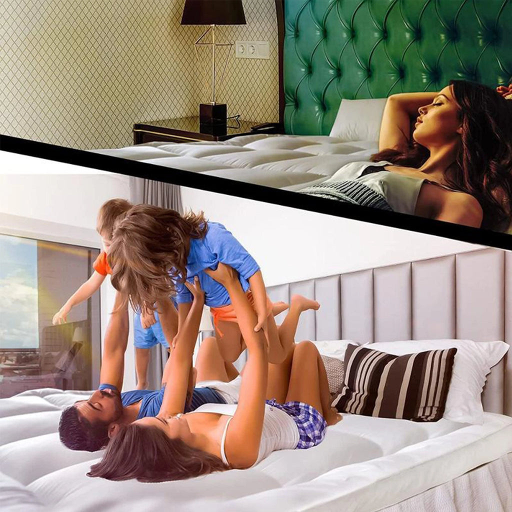 10cm Extra Thick Mattress Topper – 4 Inch 1200 GSM Hypoallergenic Microfibre, Deep Fitted Mattress Topper with Elastic Straps