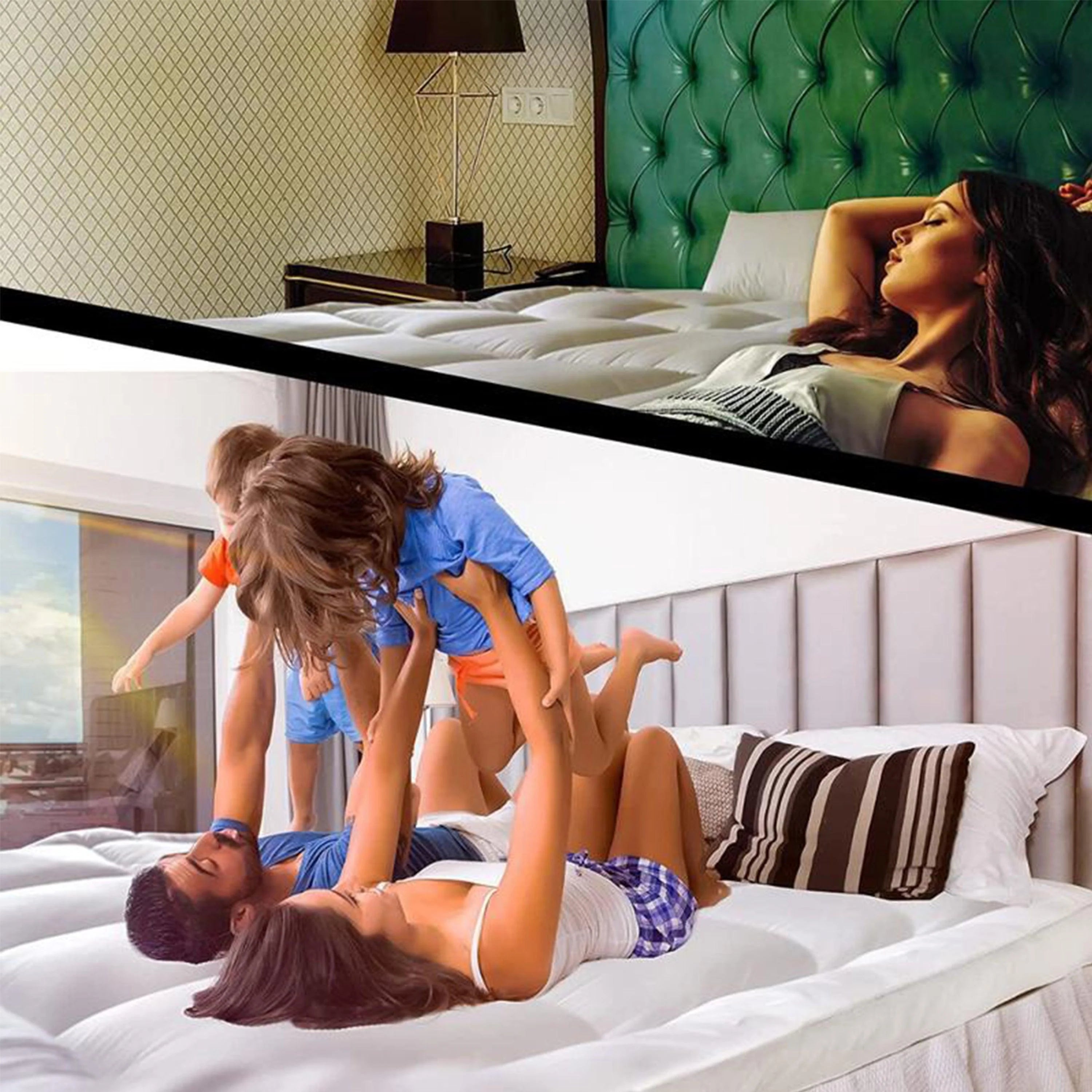 10cm Extra Thick Mattress Topper – 4 Inch 1200 GSM Hypoallergenic Microfibre, Deep Fitted Mattress Topper with Elastic Straps