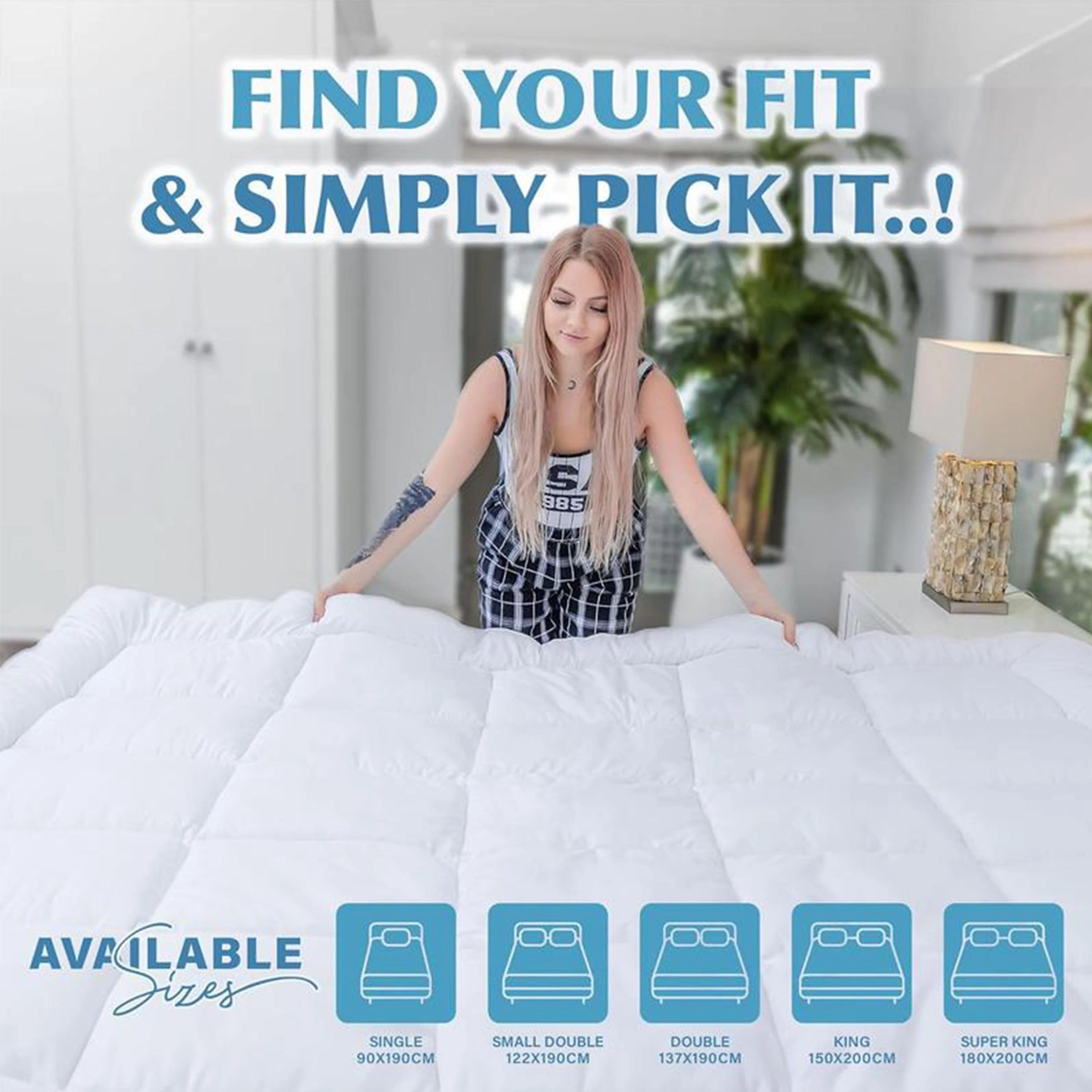 10cm Extra Thick Mattress Topper – 4 Inch 1200 GSM Hypoallergenic Microfibre, Deep Fitted Mattress Topper with Elastic Straps