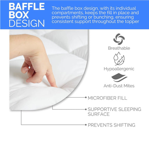 10cm Extra Thick Mattress Topper – 4 Inch 1200 GSM Hypoallergenic Microfibre, Deep Fitted Mattress Topper with Elastic Straps